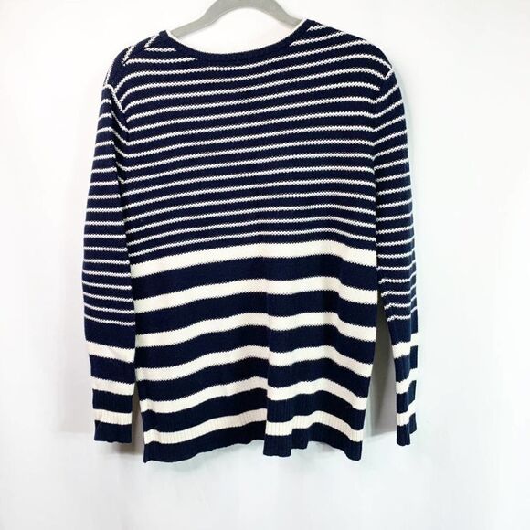 Athleta Sweater Womens Small Striped Side Slit Pullover Knit Merino Wool Blend - Picture 4 of 7